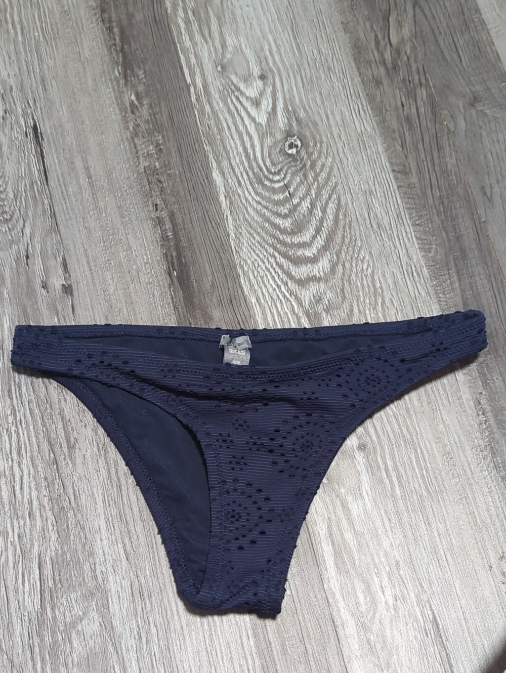 aerie Navy Blue Crochet-Detail Bikini Bottom